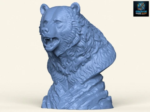 Busto di orso selvatico Modello di stampa 3D