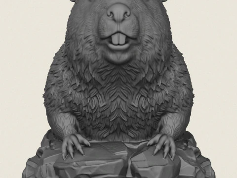 Wild Beaver Bust 3D Print Model