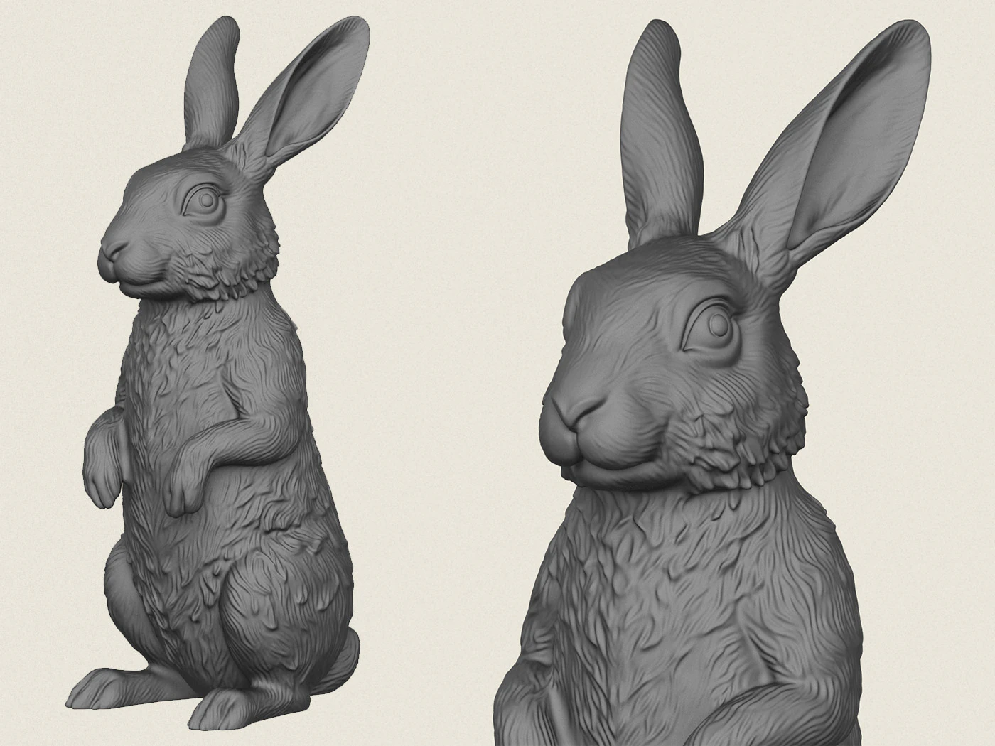 Rabbit Standing 3D Print Model .c4d .max .obj .3ds .fbx .stl .blend 