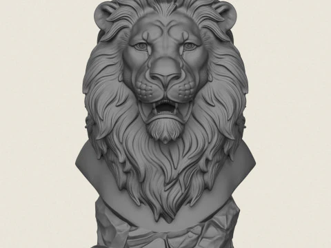 Vahşi Aslan B&uuml;st&uuml; 3D Baskı Modeli