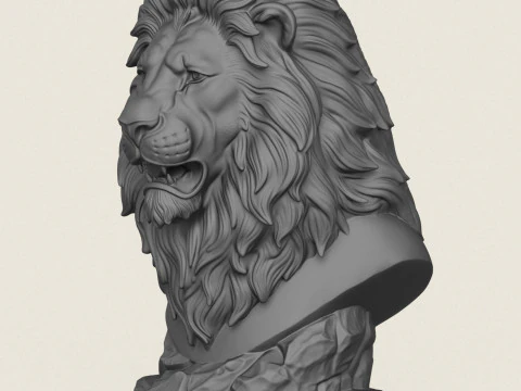 Vahşi Aslan B&uuml;st&uuml; 3D Baskı Modeli
