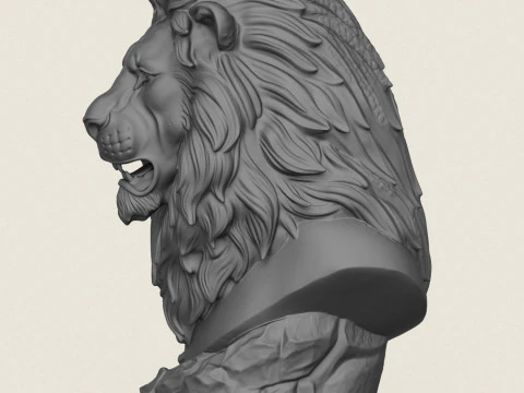 Vahşi Aslan B&uuml;st&uuml; 3D Baskı Modeli