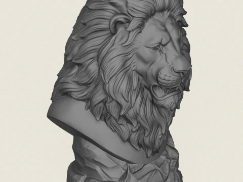Vahşi Aslan B&uuml;st&uuml; 3D Baskı Modeli