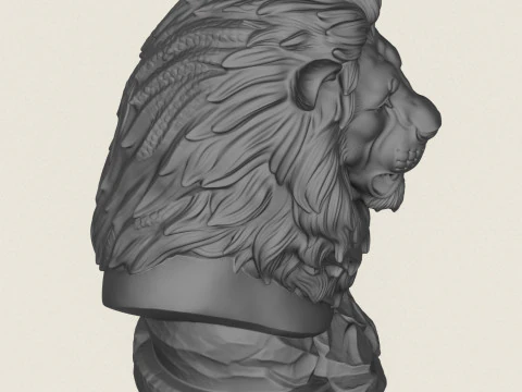 Vahşi Aslan B&uuml;st&uuml; 3D Baskı Modeli