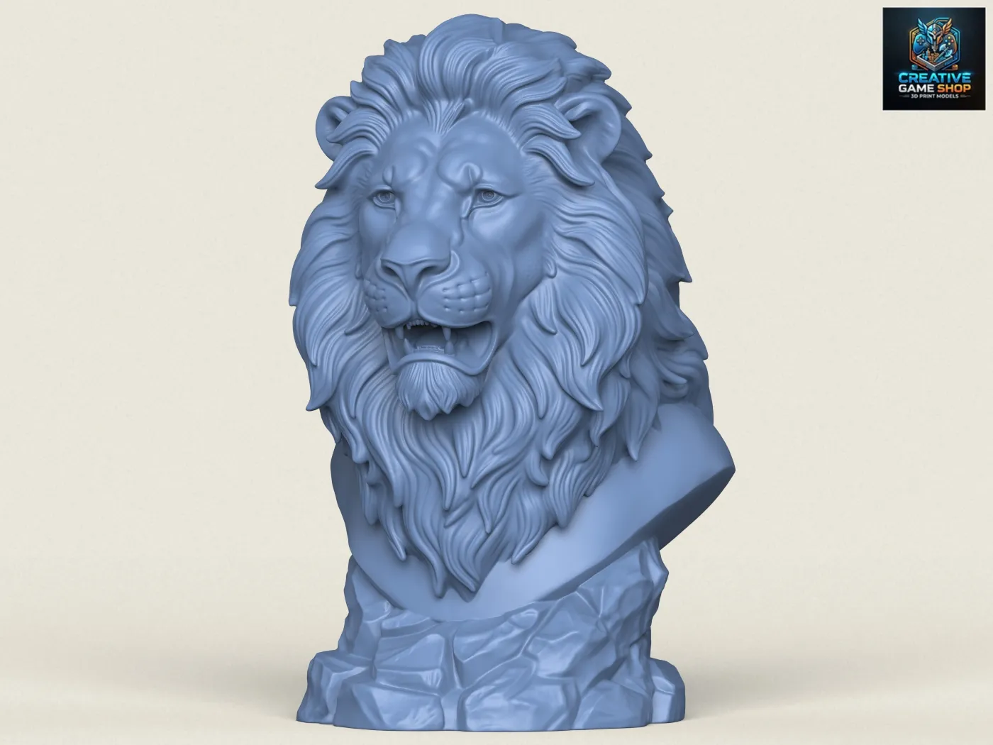 Wild Lion Bust 3D Print Model .c4d .max .obj .3ds .fbx .stl .blend