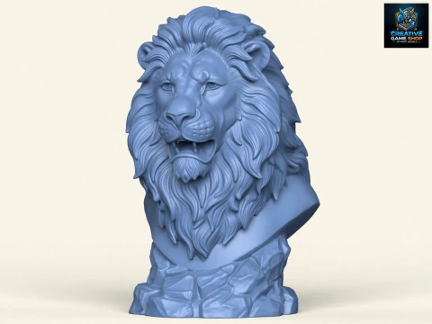 Wild Lion Bust 3D Print Model