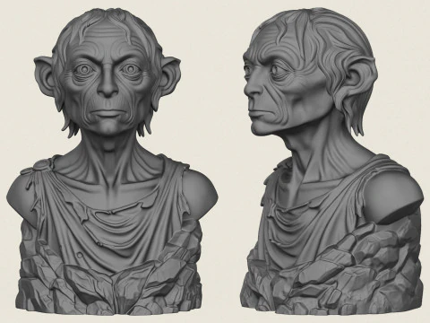 Busto di Gollum Modello di stampa 3D