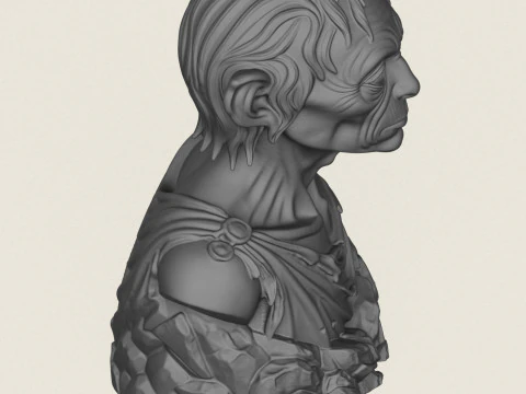Buste de Gollum Modèles 3D en vedette