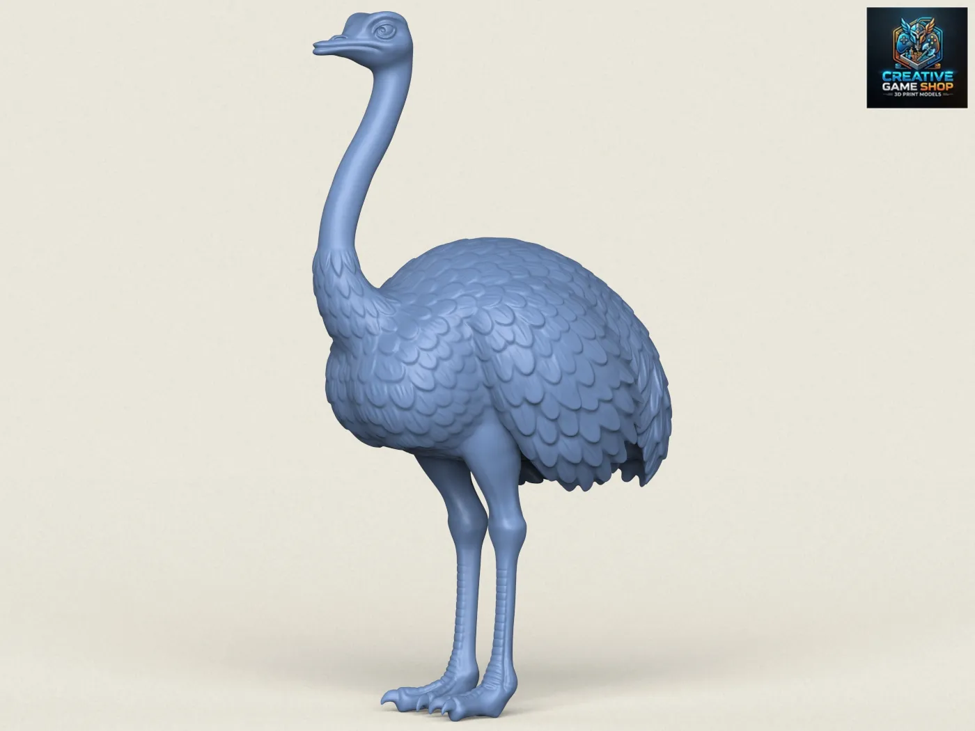 Ostrich Bird 3D Print Model .c4d .max .obj .3ds .fbx .stl .blend 