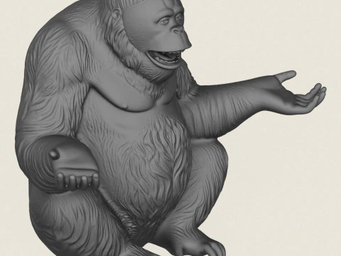 Joyful Orangutan Monkey 3D Print Model