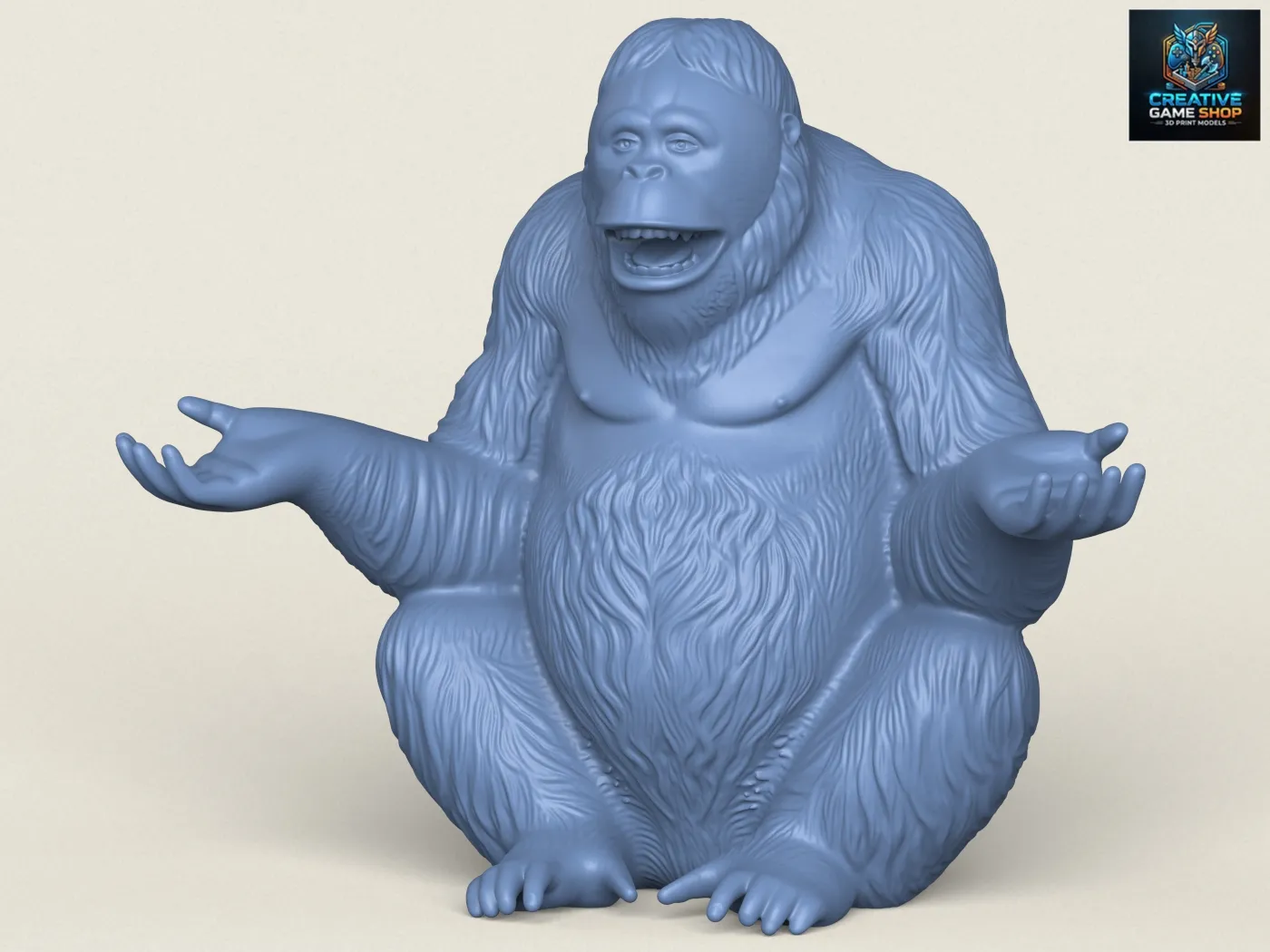 Joyful Orangutan Monkey 3D Print Model .c4d .max .obj .3ds .fbx .stl .blend 