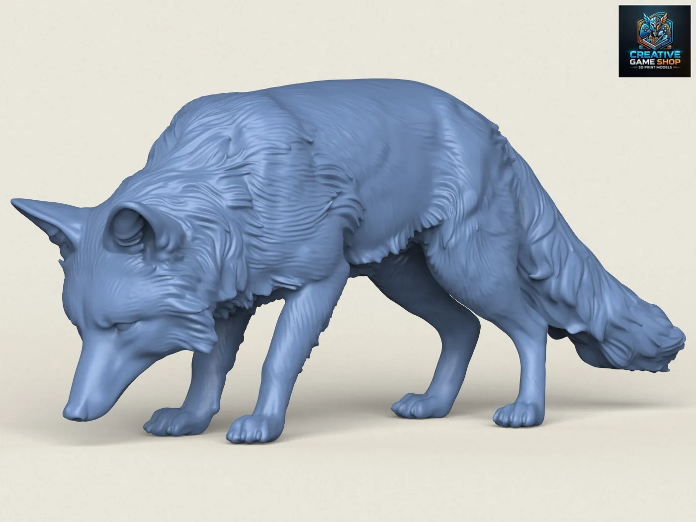 Wild Fox Eating 3D Print Model .c4d .max .obj .3ds .fbx .stl .blend 
