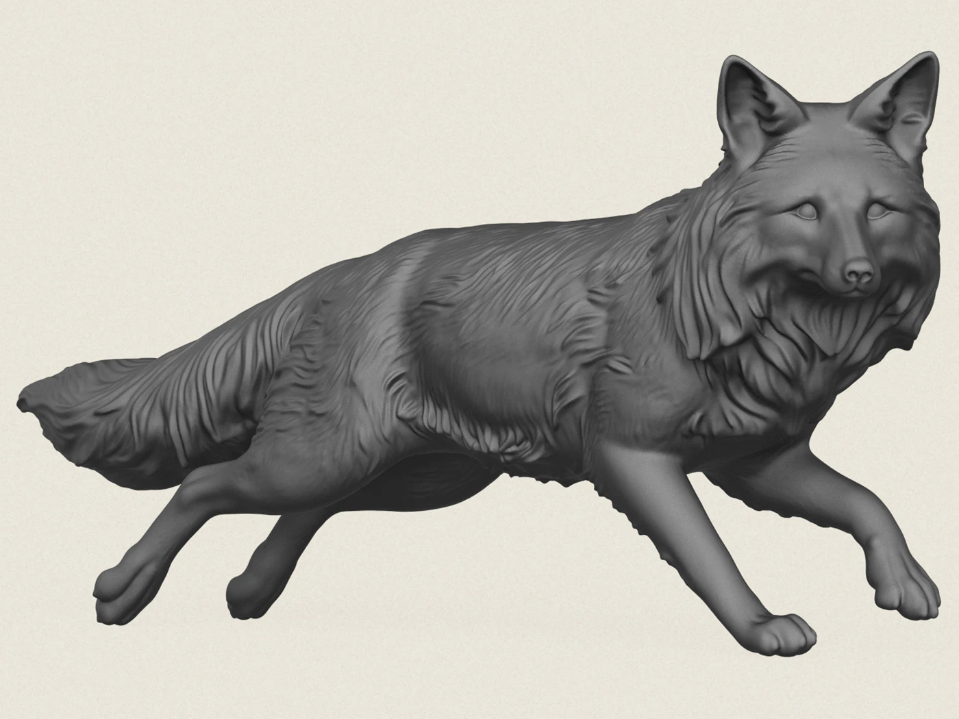 Wild Fox Running 3D Print Model .c4d .max .obj .3ds .fbx .stl .blend