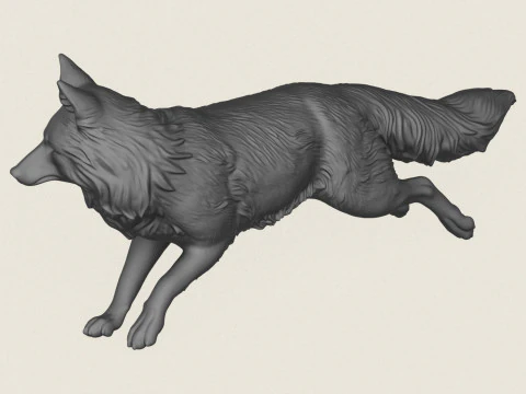 Wild Fox Running 3D Print Model