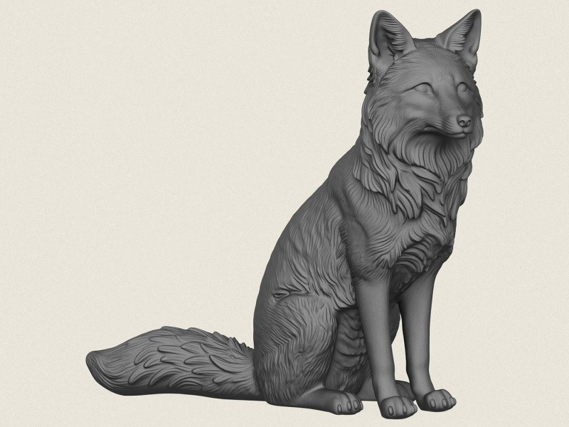 Wild Fox Sitting 3D Print Model .c4d .max .obj .3ds .fbx .stl .blend 