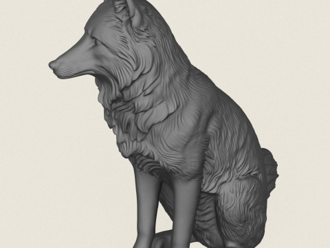 Wild Fox Sitting 3D Print Model