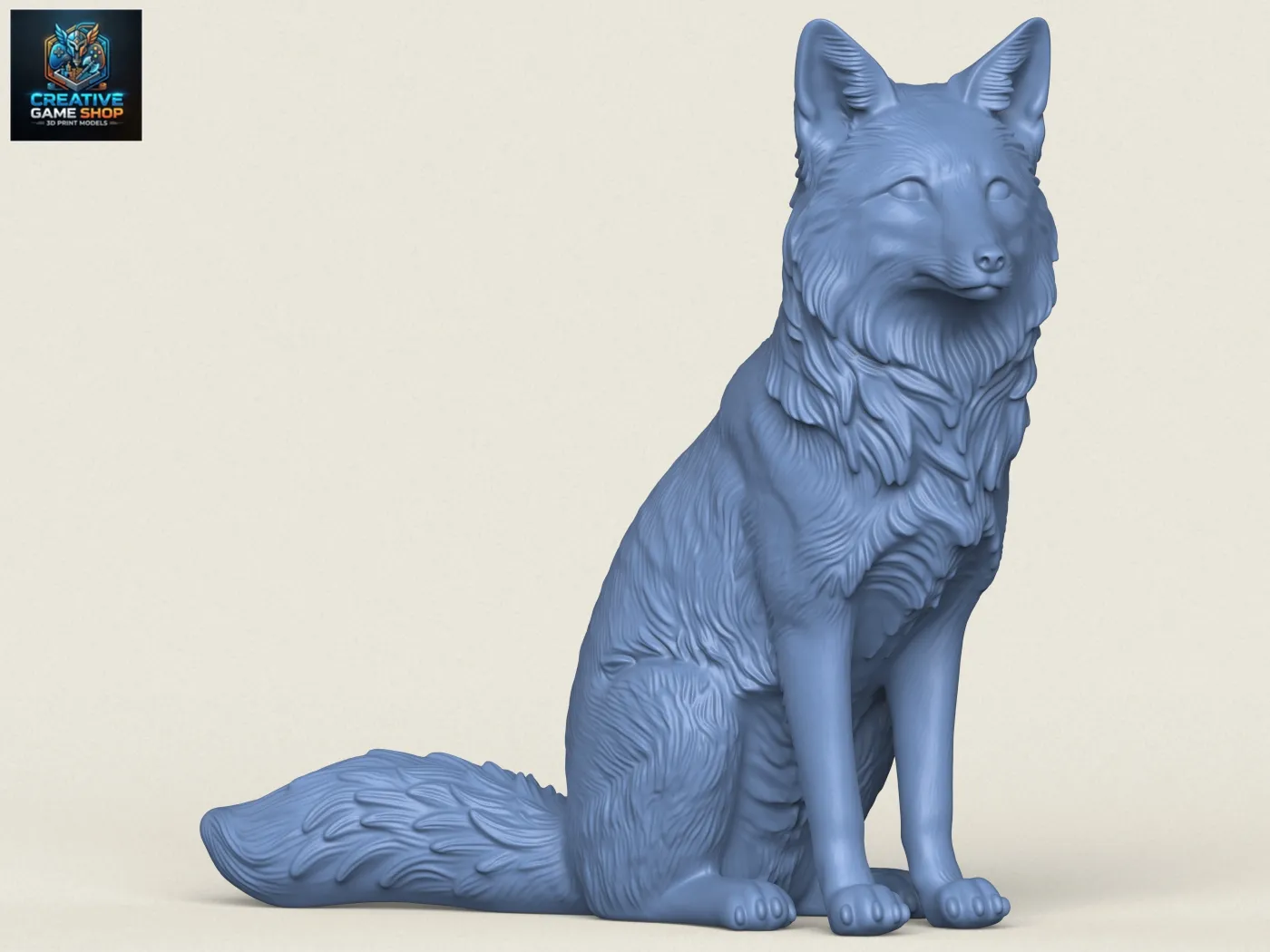 Wild Fox Sitting 3D Print Model .c4d .max .obj .3ds .fbx .stl .blend 