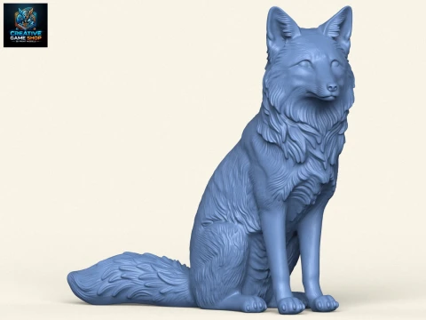 Wild Fox Sitting 3D Print Model