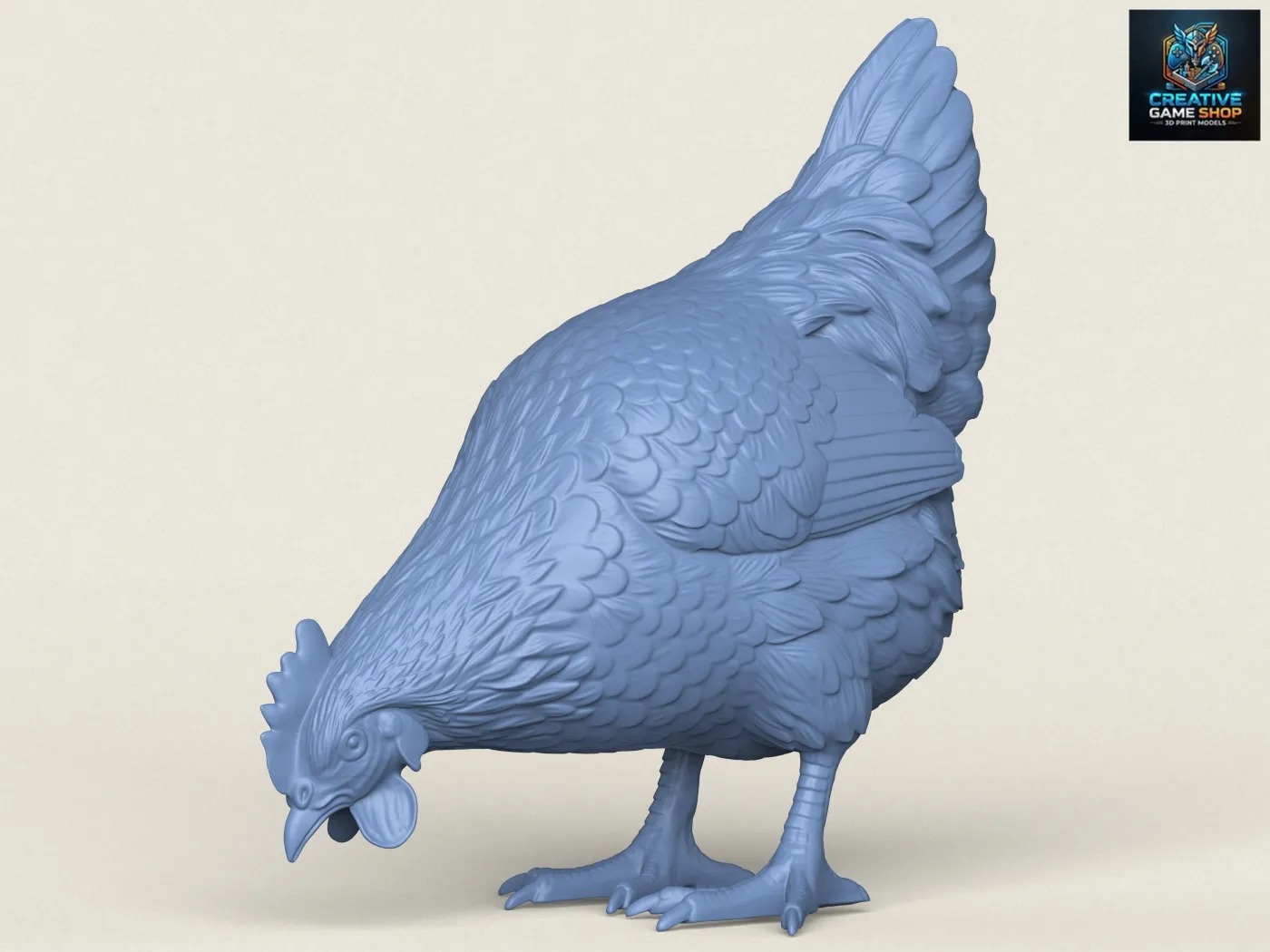 Chicken Eating 3D Print Model .c4d .max .obj .3ds .fbx .stl .blend 
