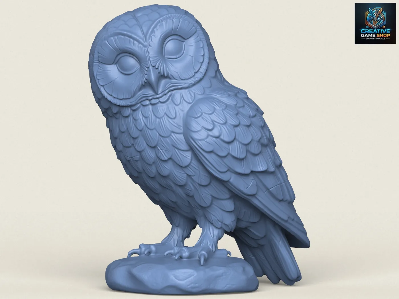 Owl Bird Sculpture 3D Print Model .c4d .max .obj .3ds .fbx .stl .blend 