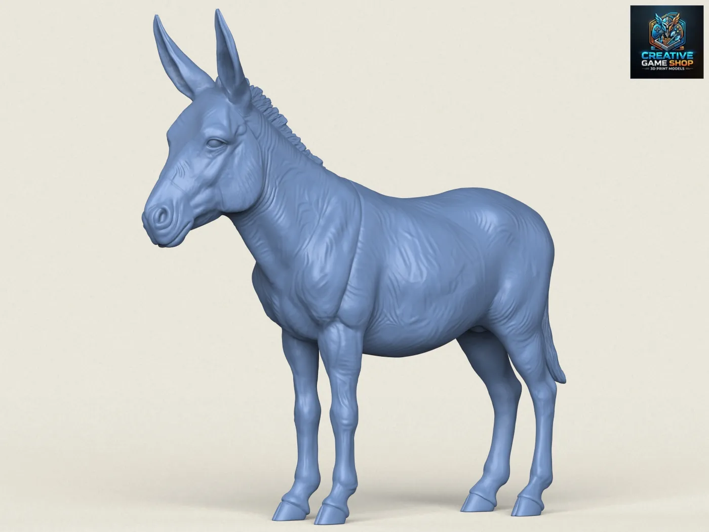 Donkey 3D Print Model .c4d .max .obj .3ds .fbx .stl .blend 