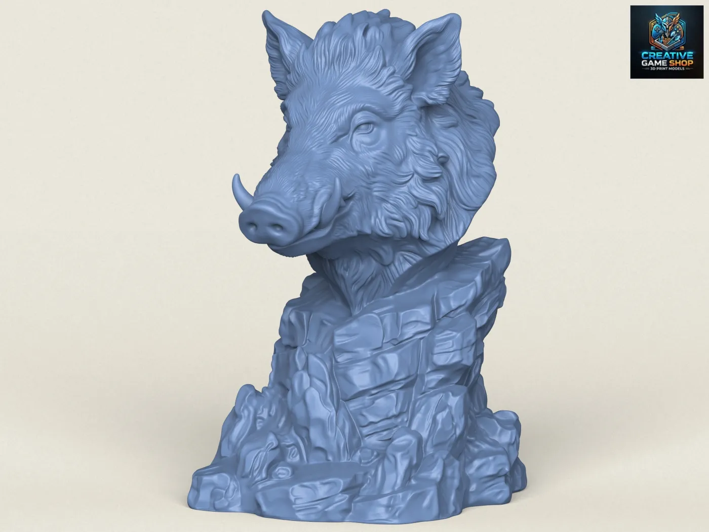 Wild Boar Bust 3D Print Model .c4d .max .obj .3ds .fbx .stl .blend 