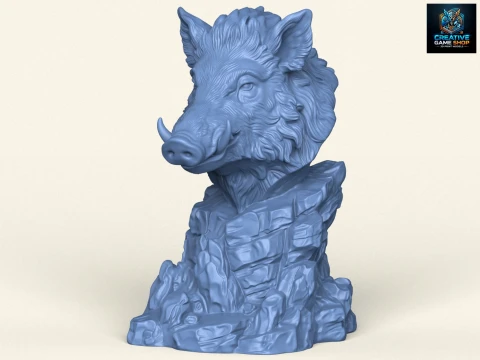 Buste van een wild zwijn 3D printmodel