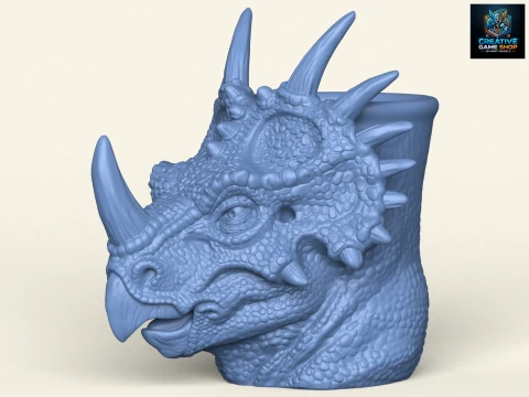 Tempat Pensil Pena Dinosaurus Triceratops Model Cetak 3D