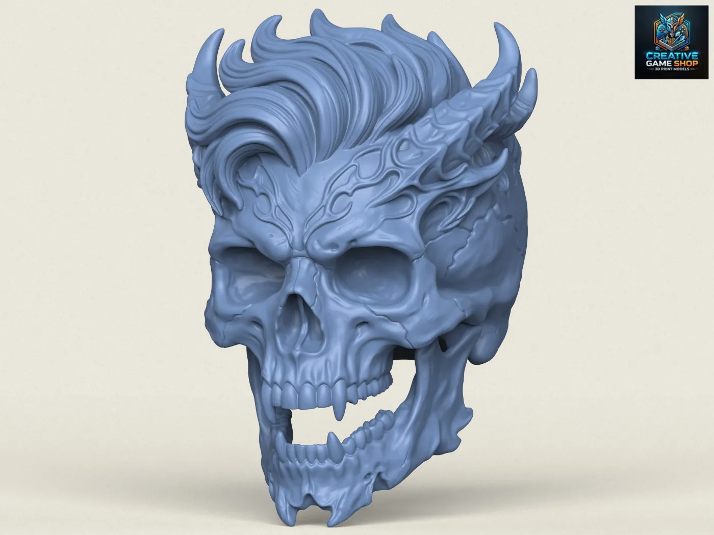 Modern Demon Skull 3D Print Model .c4d .max .obj .3ds .fbx .stl .blend 