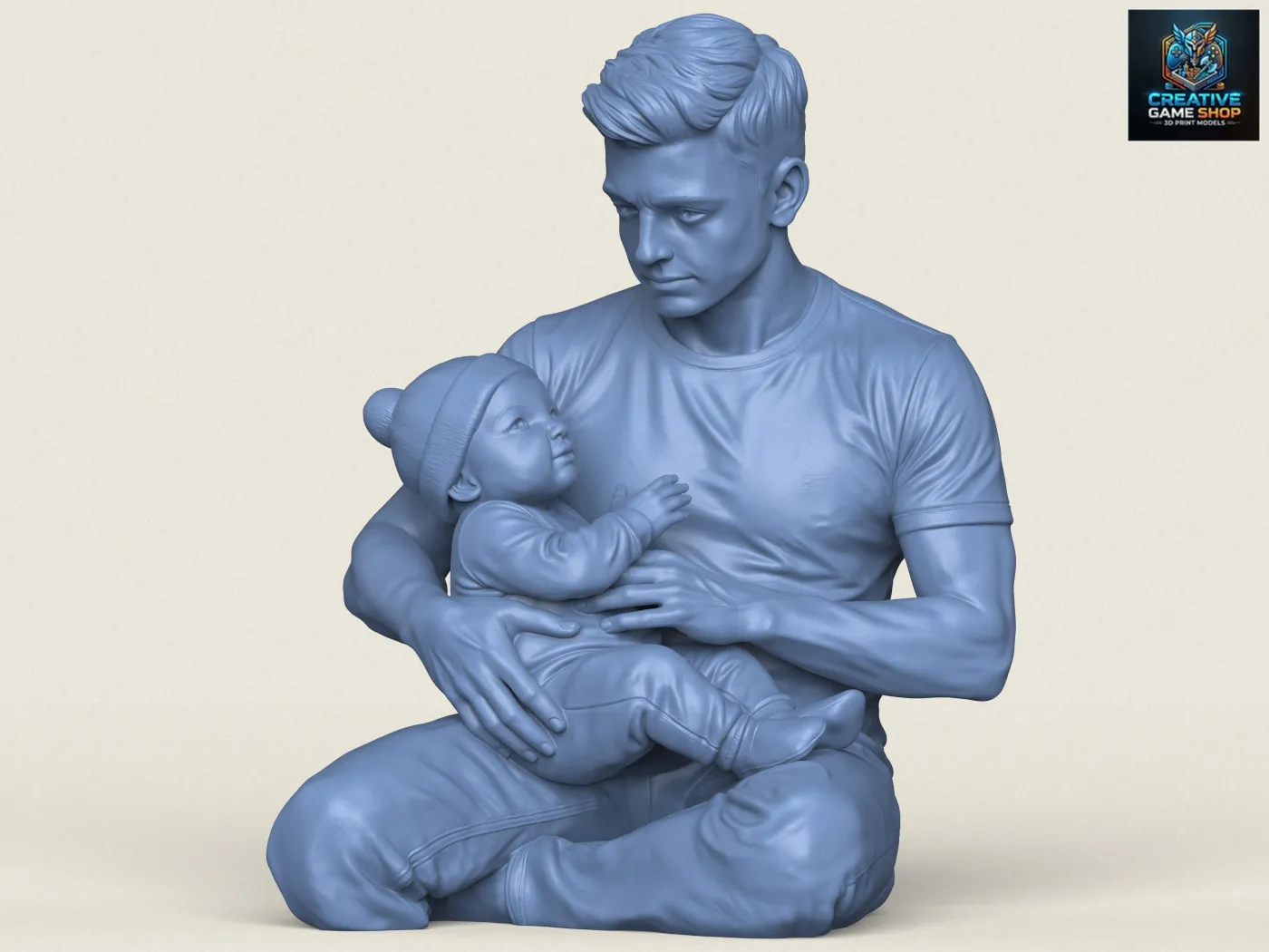 Father Son Statue 3D Print Model .c4d .max .obj .3ds .fbx .stl .blend 