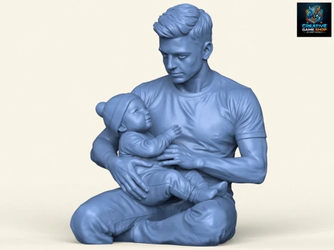 पिता पुत्र की मूर्ति 3D प्रिंट मॉडल