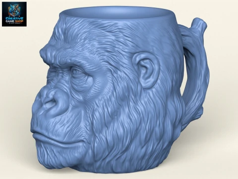Чашка для кави з молоком і головою горили 3D Принт Модель