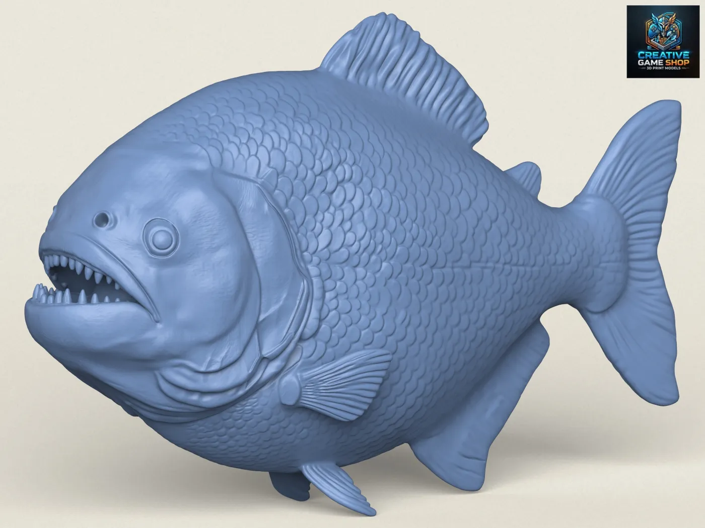 Piranha Fish 3D Print Model .c4d .max .obj .3ds .fbx .stl .blend
