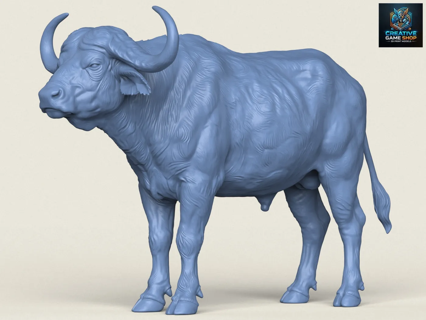 Indian Buffalo 3D Print Model .c4d .max .obj .3ds .fbx .stl .blend 