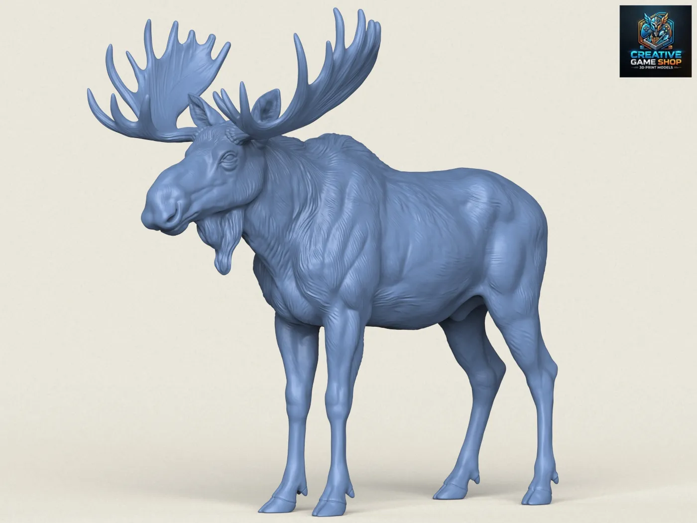 Wild Moose Deer 3D Print Model .c4d .max .obj .3ds .fbx .stl .blend