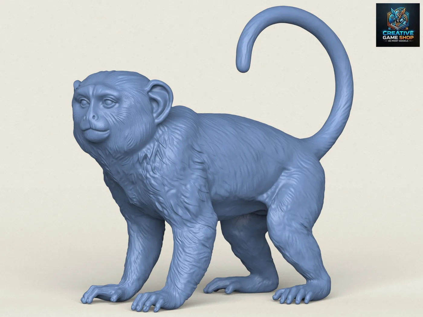 Macaque Monkey 3D Print Model .c4d .max .obj .3ds .fbx .stl .blend