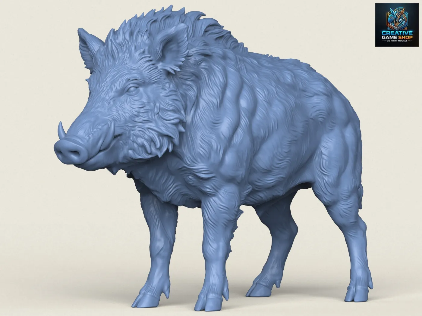 Wild Boar 3D Print Model .c4d .max .obj .3ds .fbx .stl .blend 
