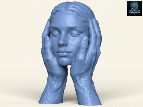 Жінка обличчя в руках статуя 3D Принт Модель