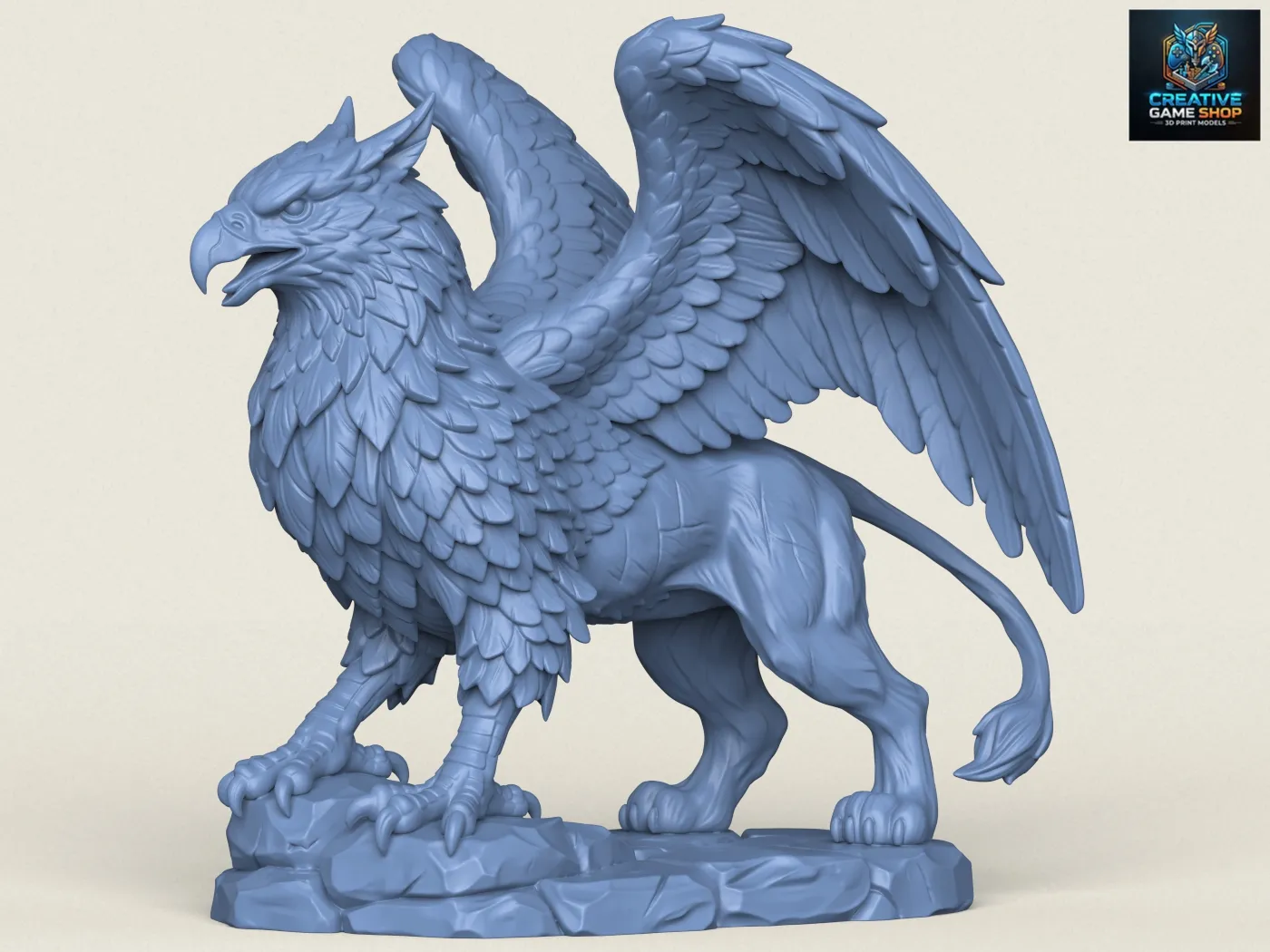 Fantasy Beautiful Griffin Sculpture 3D Print Model .c4d .max .obj .3ds .fbx .stl .blend 