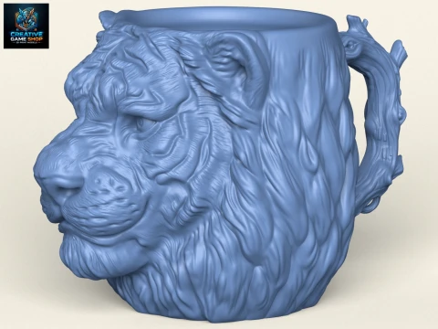 Стилізована чашка з головою тигра 3D Принт Модель