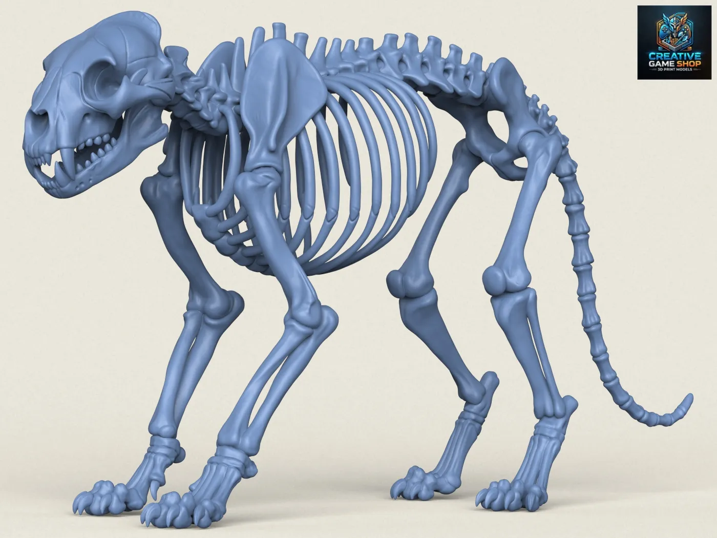 Tiger Skeleton Print Ready 3D Print Model .c4d .max .obj .3ds .fbx .stl .blend 