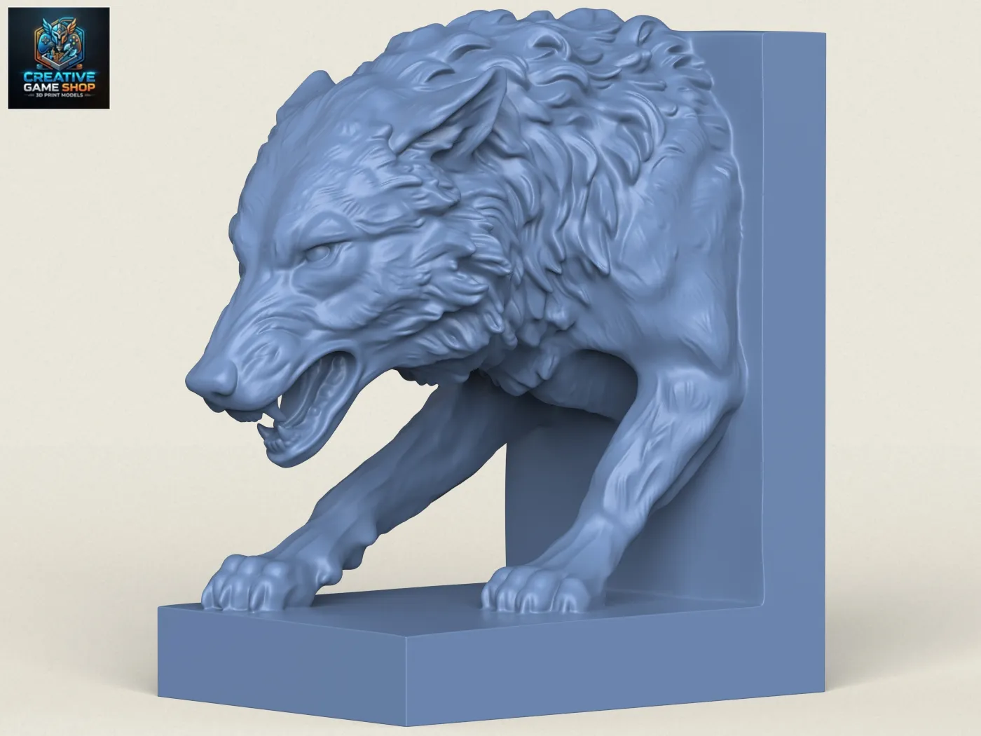 Wild Wolf Bookend 3D Print Model .c4d .max .obj .3ds .fbx .stl .blend 