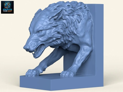 Wild Wolf Bookend 3D Print Model