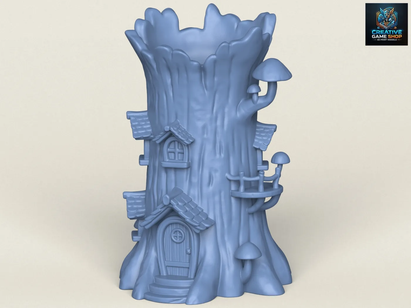 Wooden House Style Planter 3D Print Model .c4d .max .obj .3ds .fbx .stl .blend 