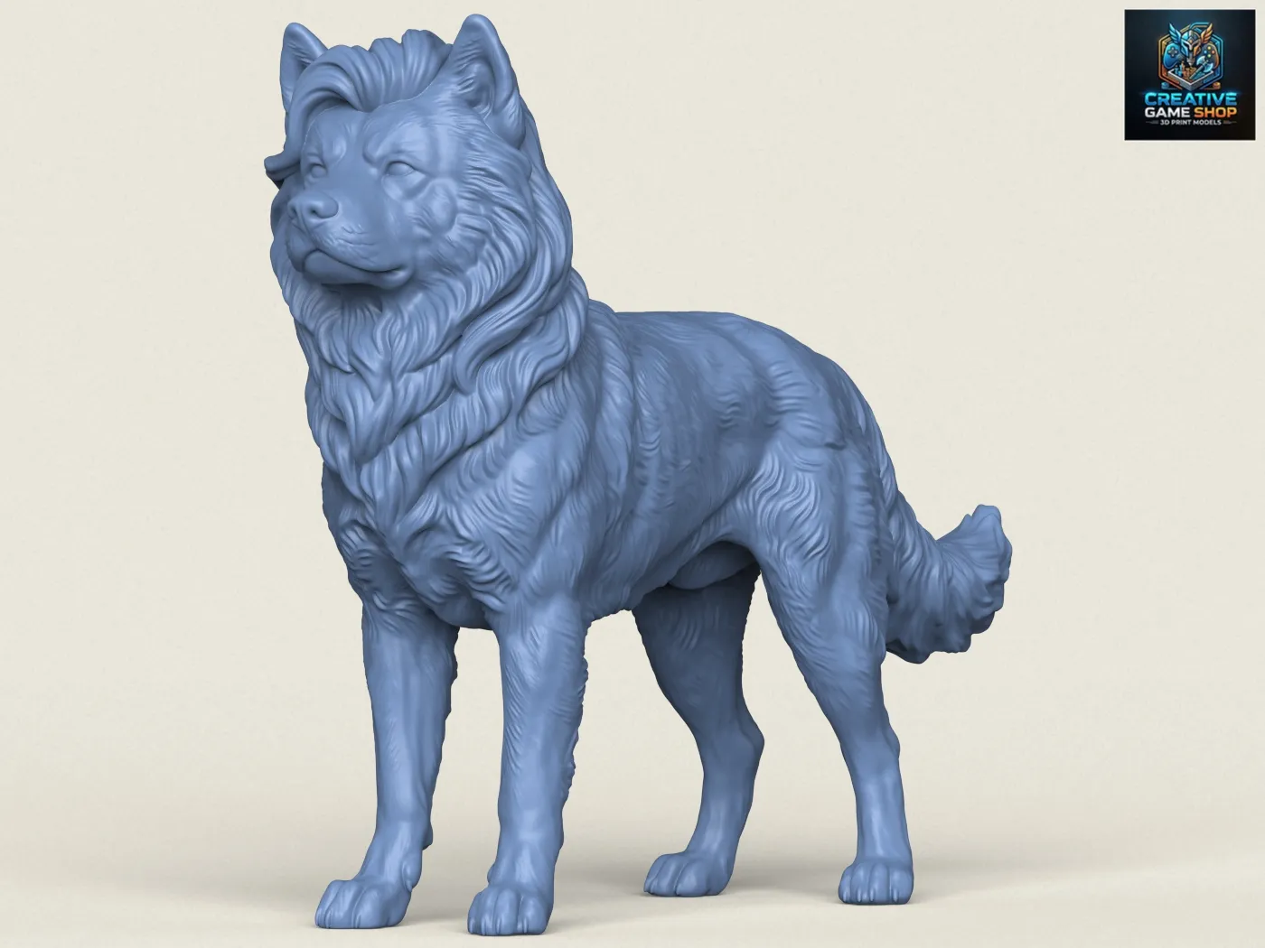 Akita Dog 3D Print Model .c4d .max .obj .3ds .fbx .stl .blend 