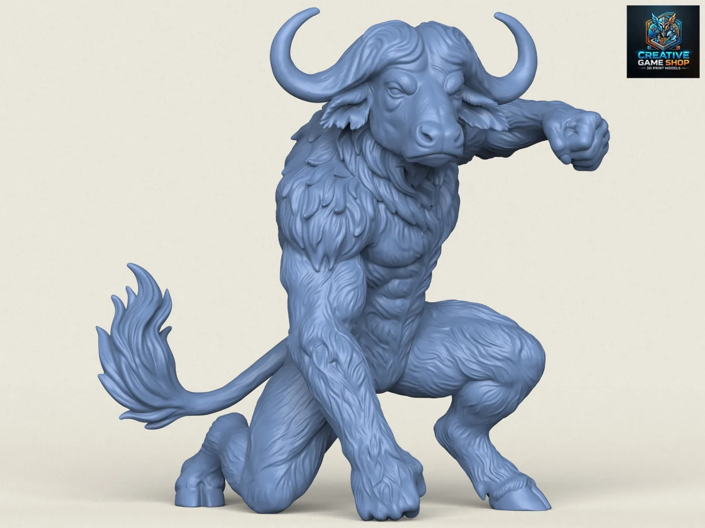 Savaş&ccedil;ı Buffalo Karakter Heykeli 3D Baskı Modeli .c4d .max .obj .3ds .fbx .stl .blend 