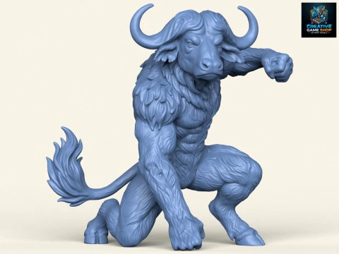 Est&aacute;tua do personagem lutador b&uacute;falo Modelo de Impressão 3D