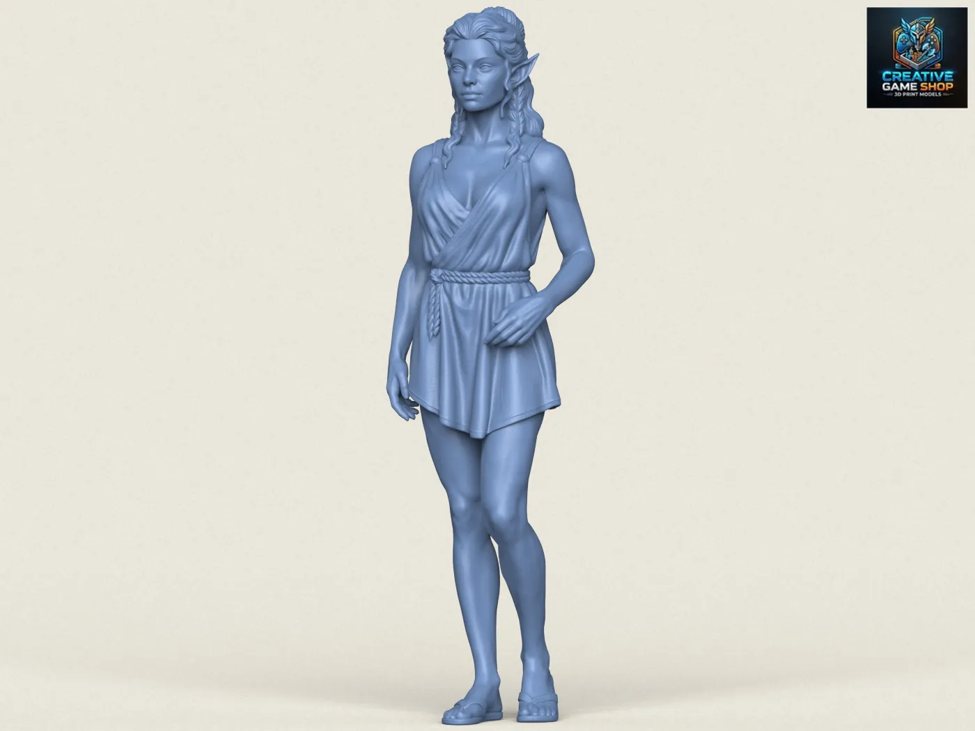 Beautiful Female Elf Character 3D Print Model .c4d .max .obj .3ds .fbx .stl .blend 