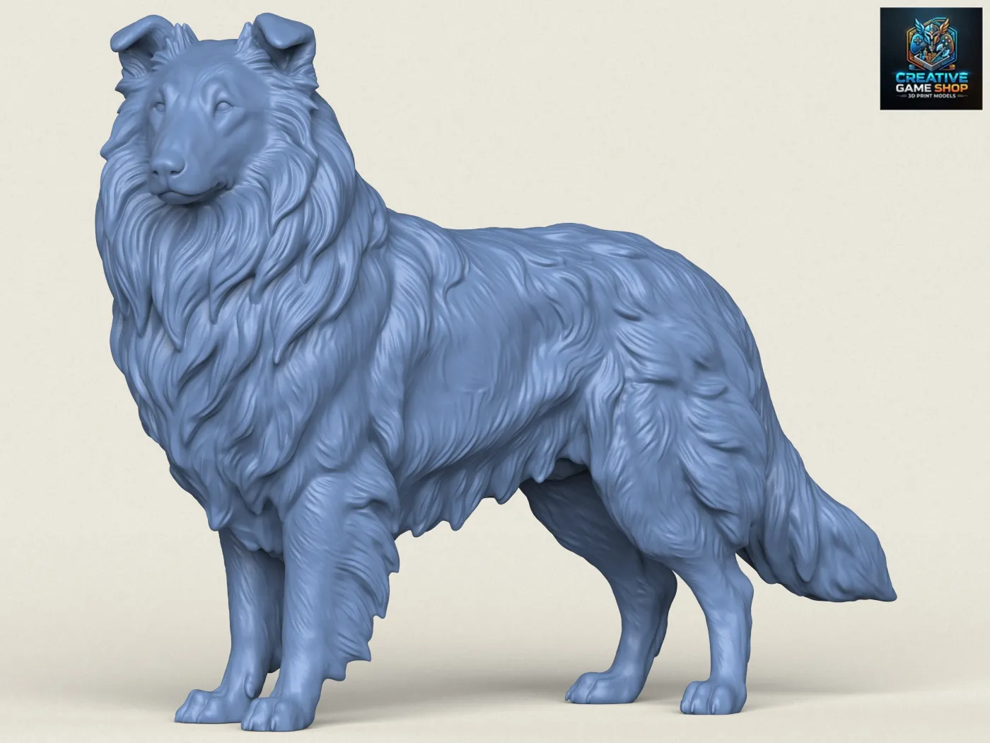 Rough Collie Dog 3D Print Model .c4d .max .obj .3ds .fbx .stl .blend