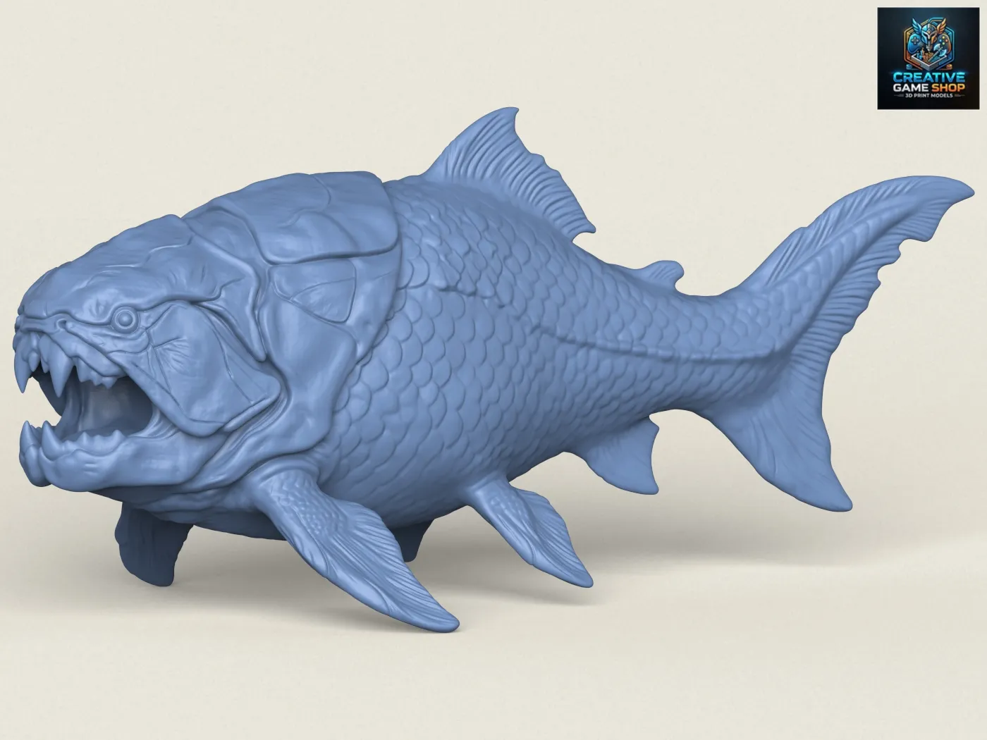 Dunkleosteus Monster Fish 3D Print Model .c4d .max .obj .3ds .fbx .stl .blend 